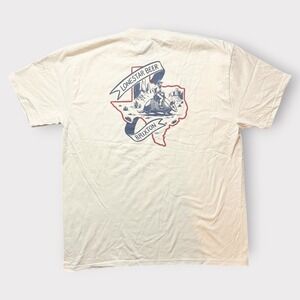 Brixton Lone Star Beer Armadillo Texas T-Shirt Mens Large Cream Short Sleeve Tee